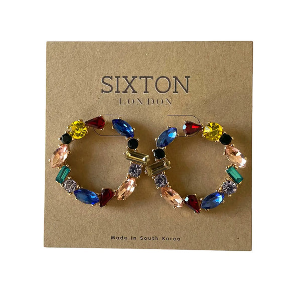 SIXTON LONDON Bejewelled Circle Earrings