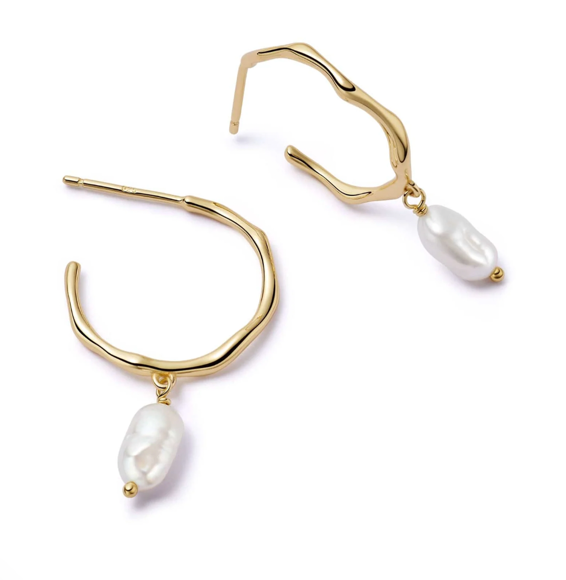 Daisy London Organic Hoop Pearl Drop Earrings