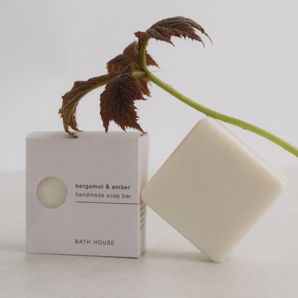 Bath House Handmade Soap Bar In Bergamot And Amber