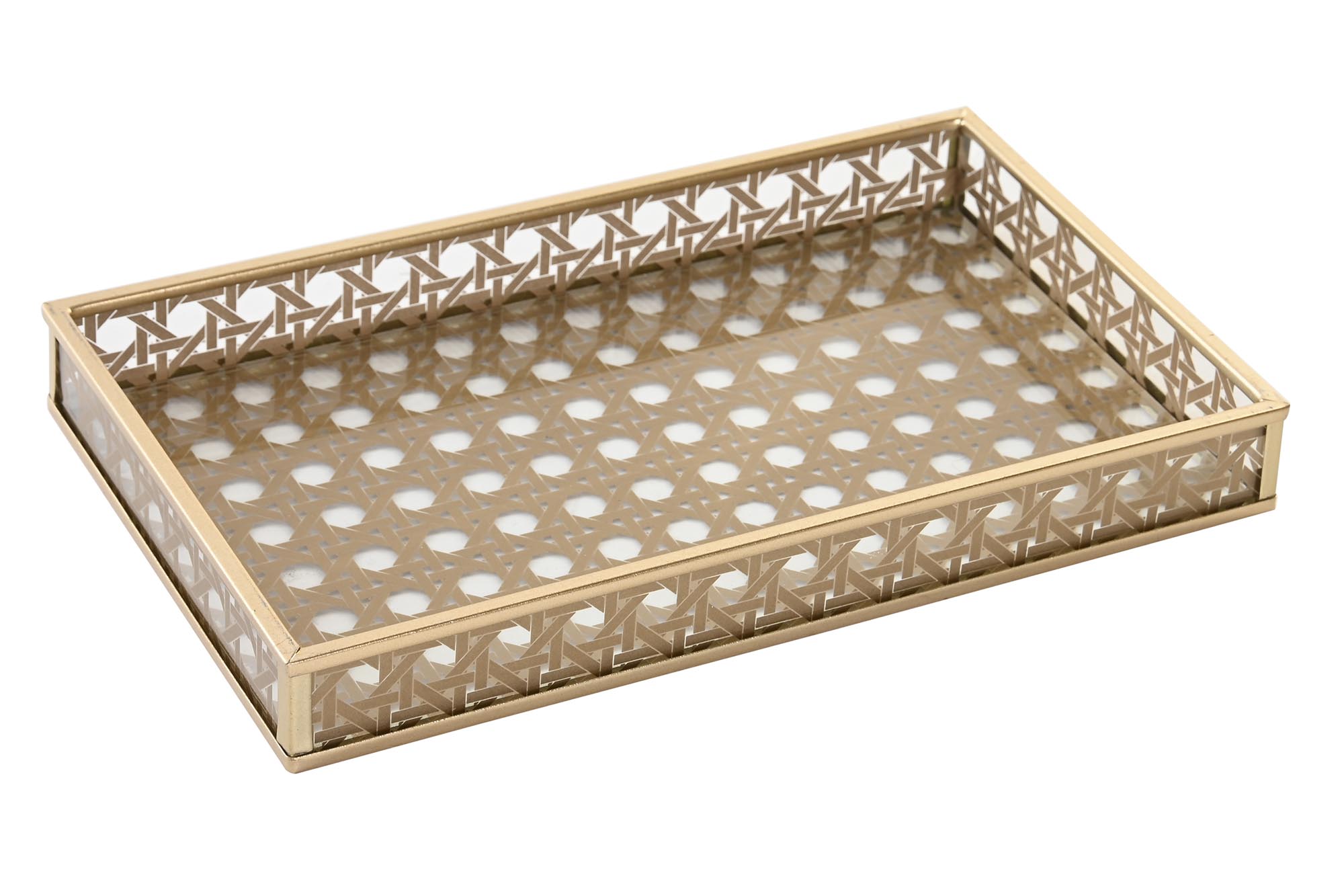 Joca Home Concept Gold Glass Cannage Tray 