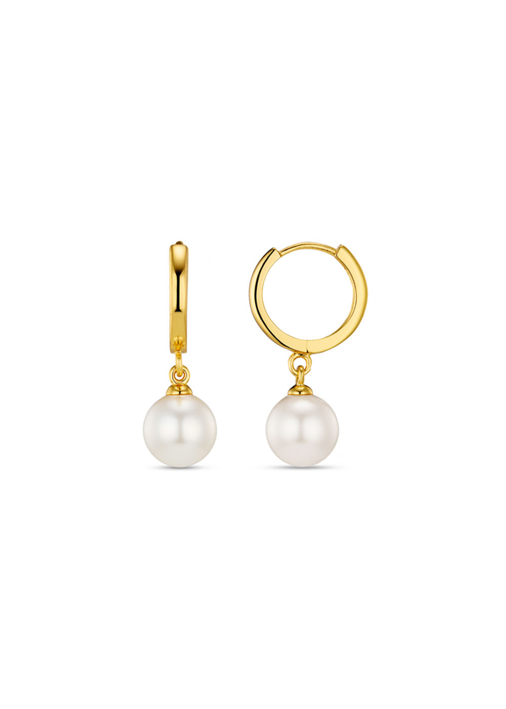 Orelia Pearl Drop Huggie Hoop Earrings - Gold
