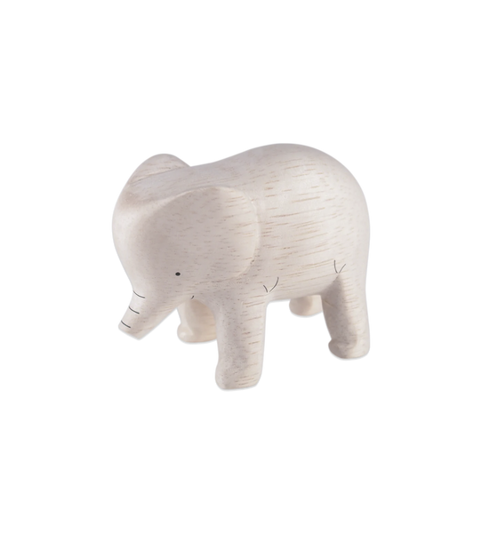 T-lab Polepole White Albizia Wooden Elephant