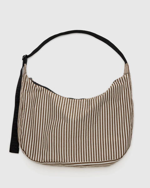 Baggu Large Nylon Crescent Bag - Brown Stripe