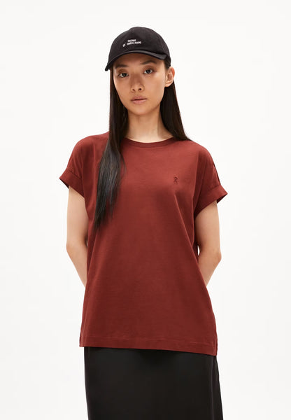 Armedangels Idaara Organic Cotton T-shirt | Dark Crimson