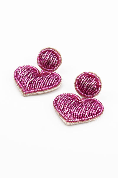 My Doris Pink Heart Drop Earrings