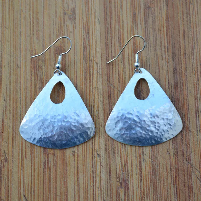 Bombolulu Silver Medium Triangle With Hole Earrings