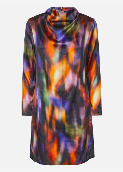 Rosemunde Silk Dress - Multi Watercolor Print