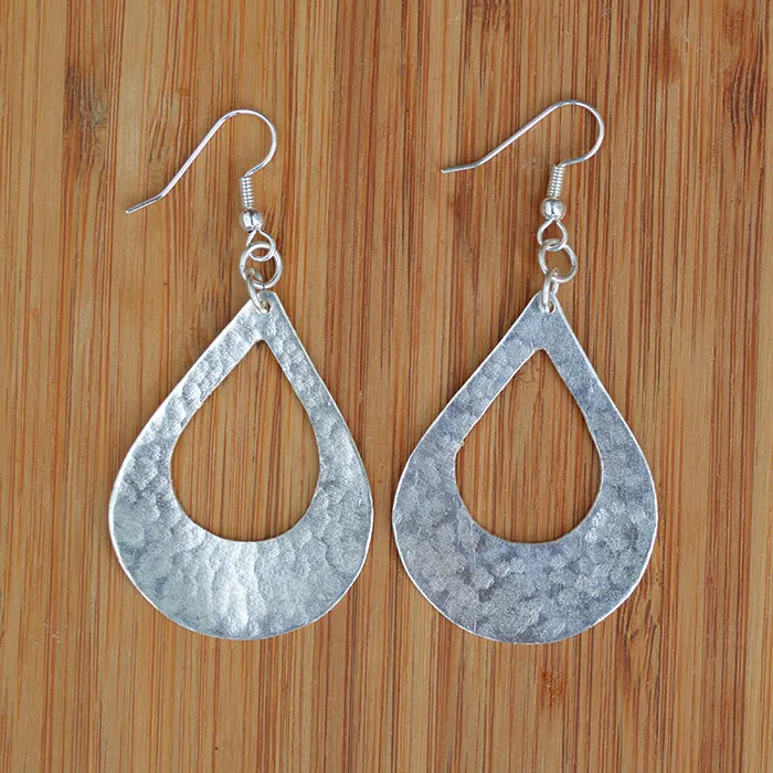 Bombolulu Silver Plated Large Teardrop Outline Bombolulu Earrings