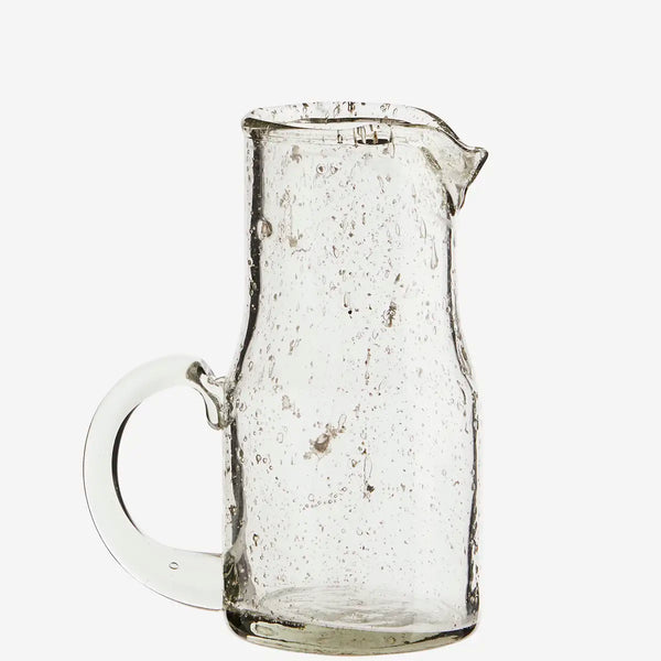 Madam Stoltz Recycled Bubble Glass Jug with Handle