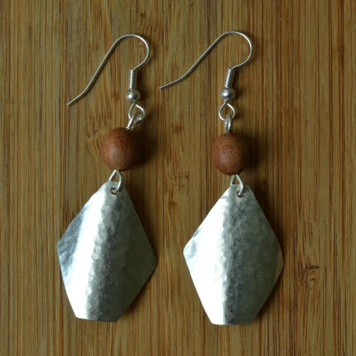 Bombolulu Soft Triangle & Wood Bead Bombolulu Earrings