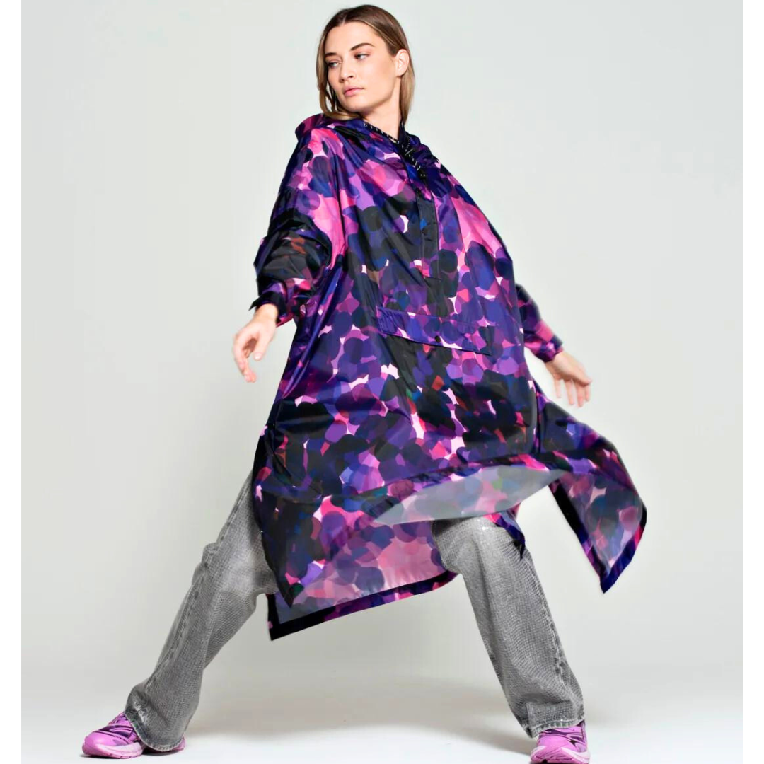 Rainkiss Rain Kiss City Lights Rain Poncho In Purple