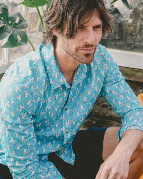 The Aloft Shop Aloft Aqua Octopus Beach Shirt