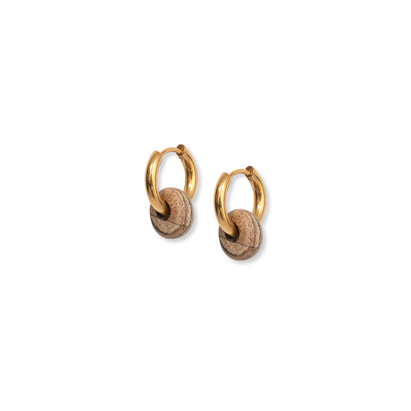 A Weathered Penny  Stone Hoops Gold
