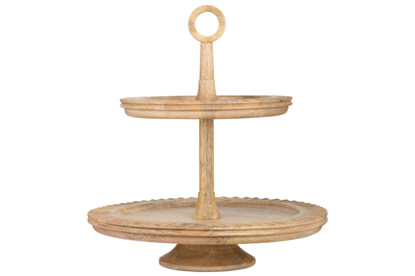 Nkuku 38cm Mango Wood Gavivi Tiered Cake Stand