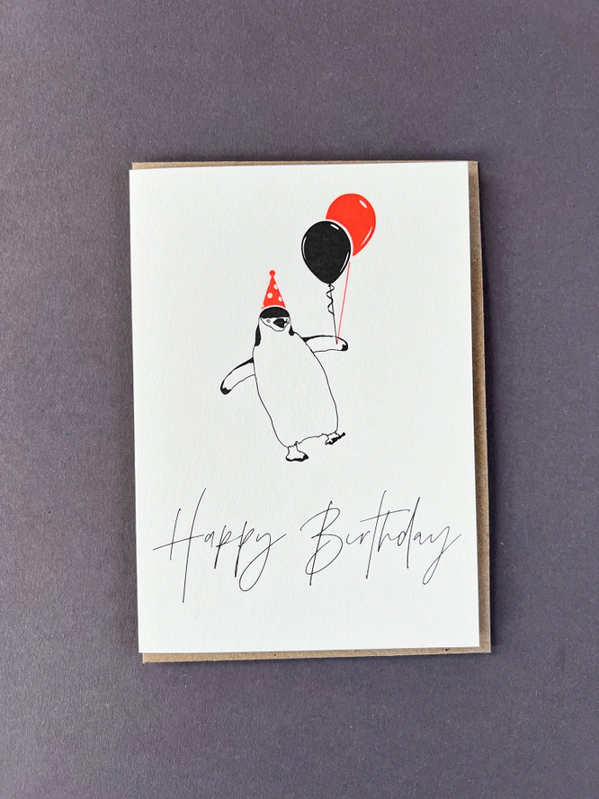 Penguin Ink Birthday Penguin Greeting Card