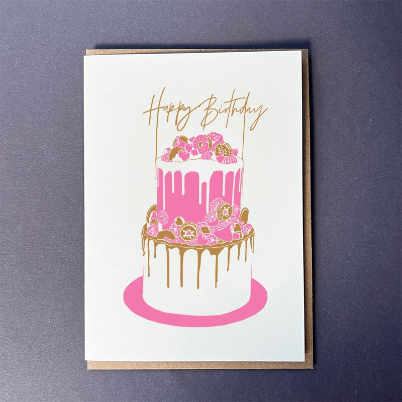 Penguin Ink Happy Birthday Cake Card