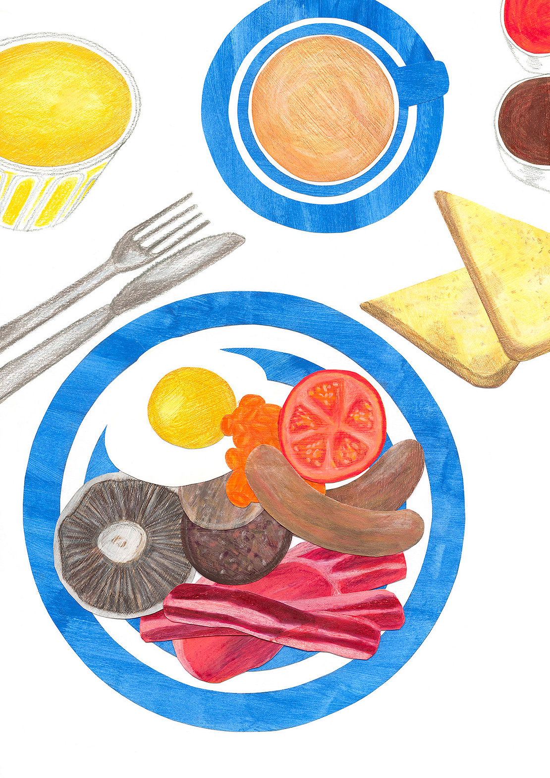 Little Paper Plates Cornish Breakfast A4 Art Print