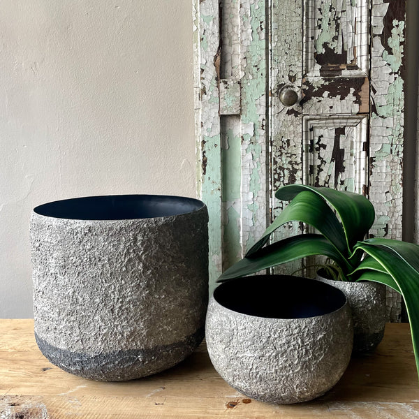 Not specified Metal Plant Pot - Large Stone Finish (24x26cm)