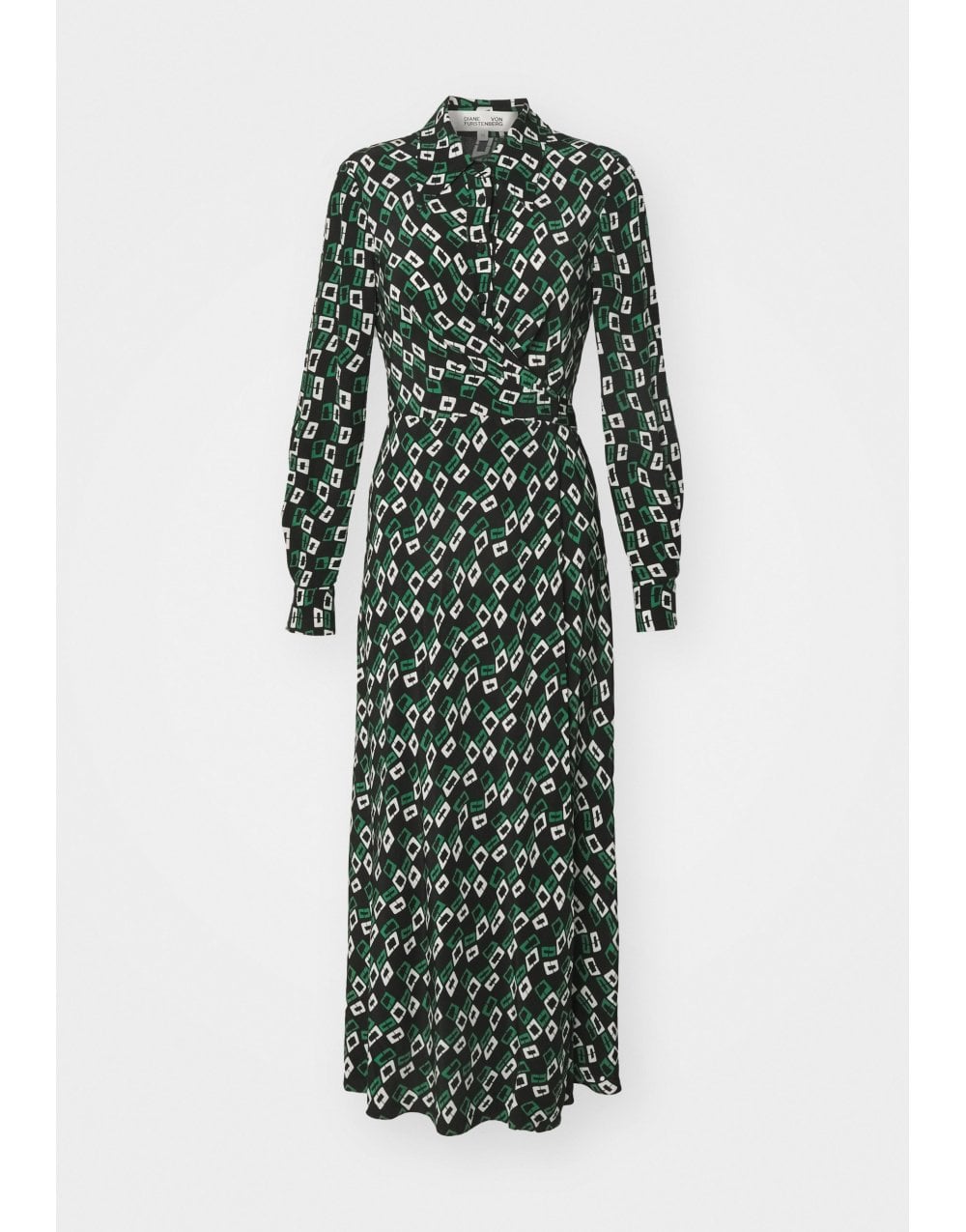 Diane Von Furstenberg Diane Von Furstenberg Tori Chain Button Up Wrap Belted Midi Dress Size