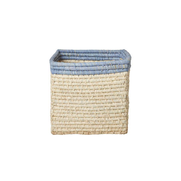 rice Small Blue Natural Raffia Basket