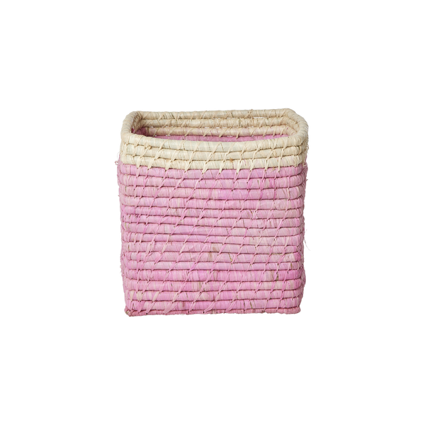 rice Small Soft Pink Natural Raffia Basket