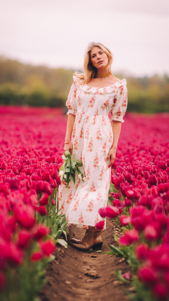 Hollyblocks Peach Poplin Hollyhock Dress By