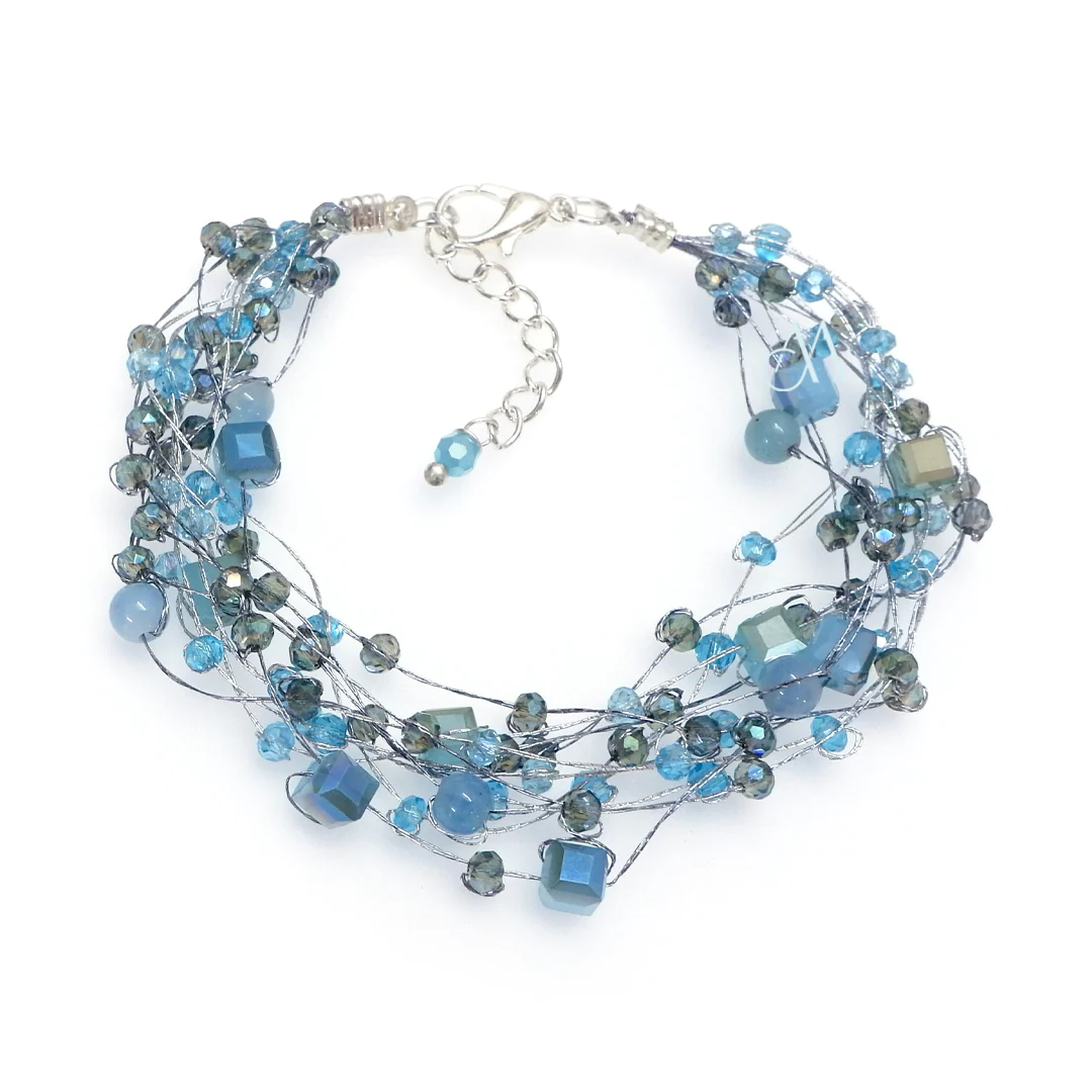 Annabella Moore SILK & STONES BRACELET | BLUE JADE & CRYSTALS