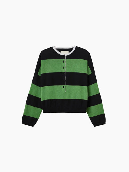 Cordera Merino Wool Striped Polo Sweater Herba