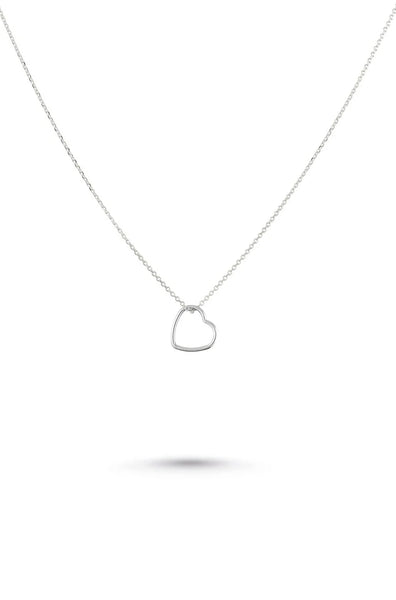 One & Eight Silver Open Heart Necklace