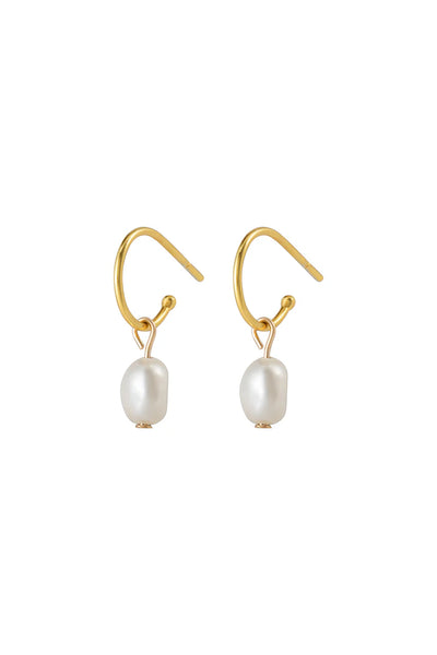 One & Eight Pearl Gold Drop Stud Earrings