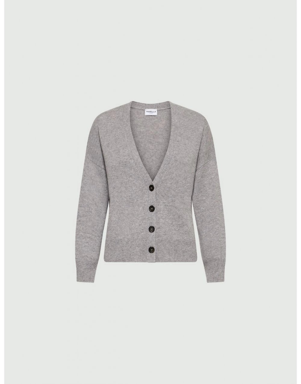 Marella Marella Scorpio Low V Knitted Cardigan Col: 004 Melange Grey, Size: S