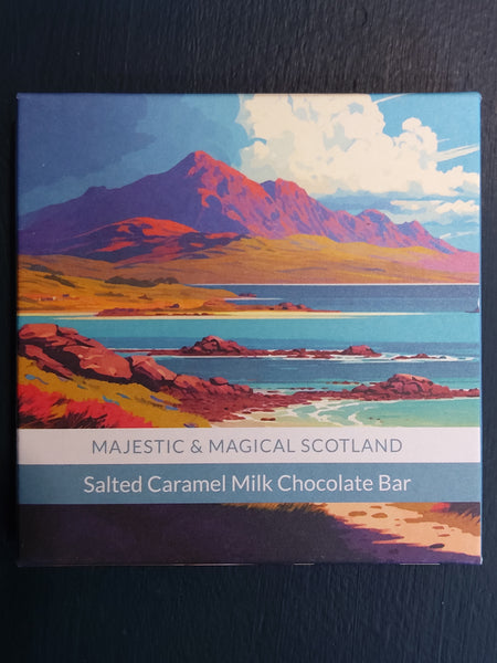 Flux Coco Pzazz Salted Caramel Milk Chocolate Bar - Majestic & Magical Scotland