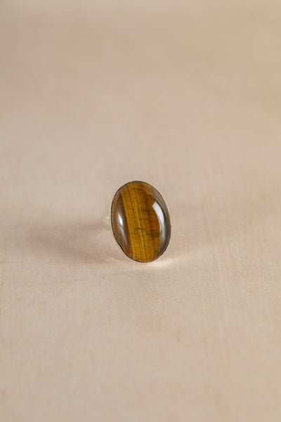 Sunshine and Snow Vintage Tigers Eye Ring Size N