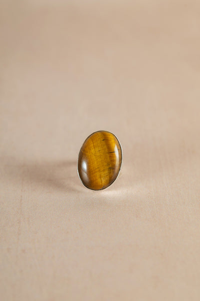 Sunshine and Snow Vintage Tigers Eye Ring Size P
