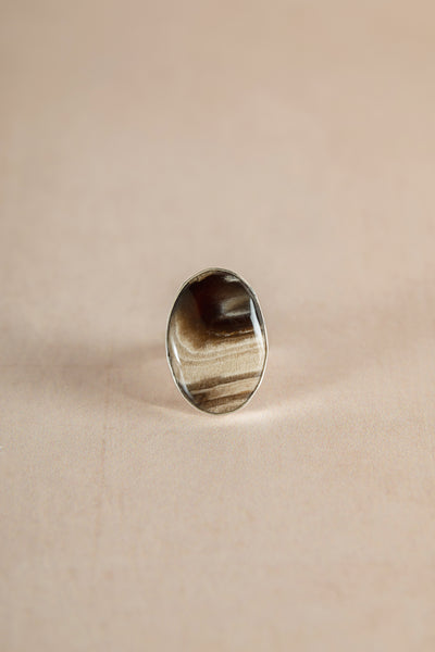 Sunshine and Snow Vintage Peanut Wood Jasper Ring Size P