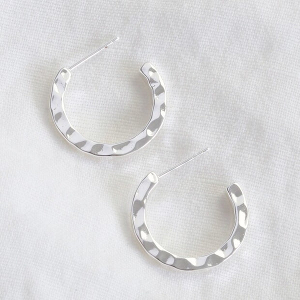 Lisa Angel Small Hammered Silver Hoop Earrings