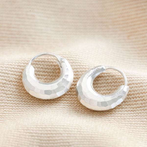 Lisa Angel Sterling Silver Faceted Dome Huggie Hoop Earrings