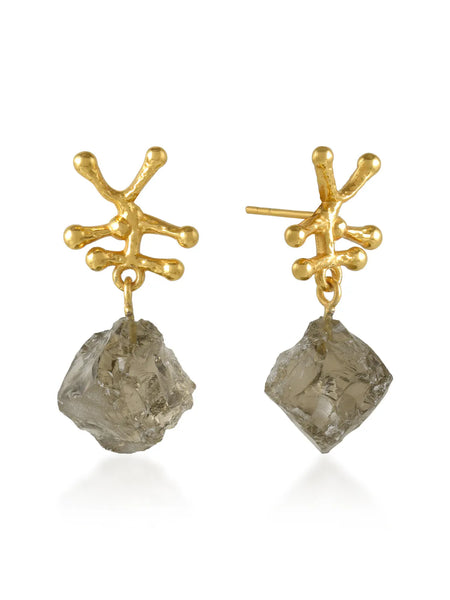 Shyla Nuria Raw Crystal Earrings - Smoky