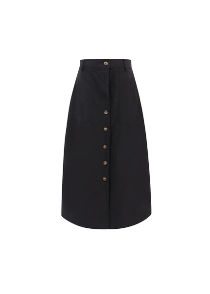 FRNCH Cotton Button Skirt - Black