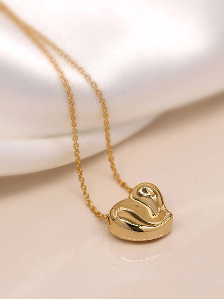 POM Faux Gold Wavy Heart Necklace