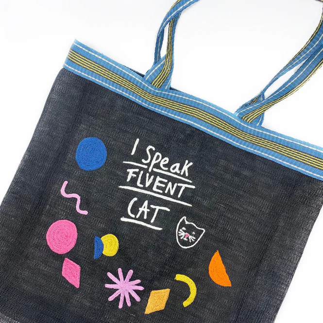 House of disaster Small Talk 'I Speak Fluent Cat' Recycled Shopper