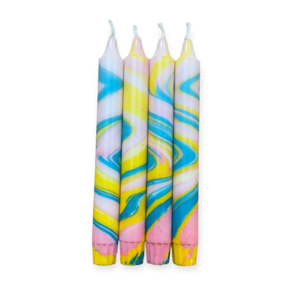 Mila Noire Blue, Pink & Yellow Candle Pair