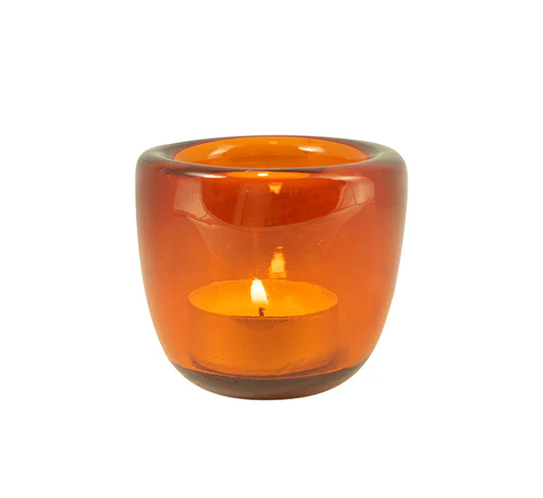 British Colour Standard Glass Handmade Tealight Holder Almond Shell