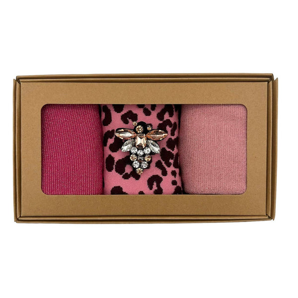 SIXTON LONDON Pink Mix Sock Box With Pin: With Queen Bee