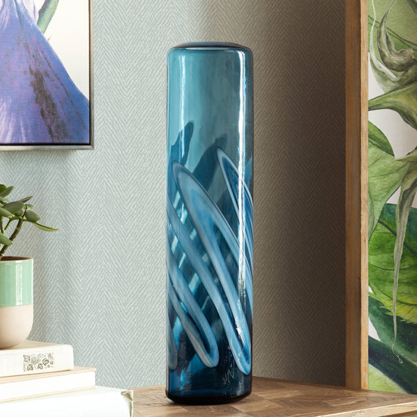 Distinctly Living Swirl Hand-blown Vase Steel