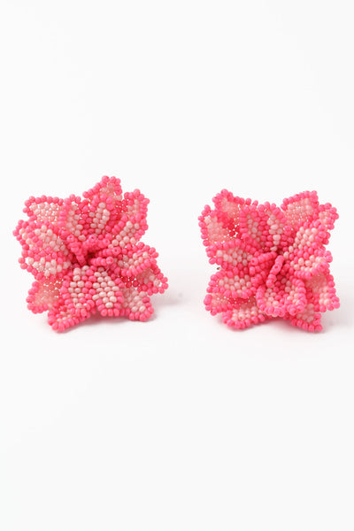 My Doris 3d Light Pink Flower Beaded Earrings