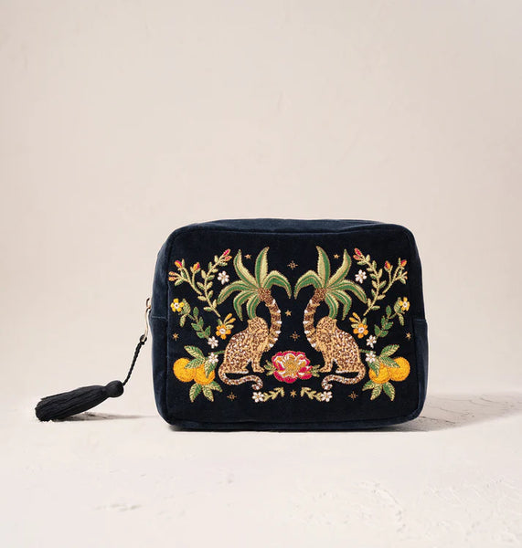 Elizabeth Scarlett Tropical Jaguar Wash Bag - Charcoal