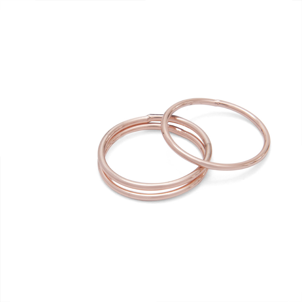 A Weathered Penny  Set of 3 18k Rose Gold Thin Stacking Rings