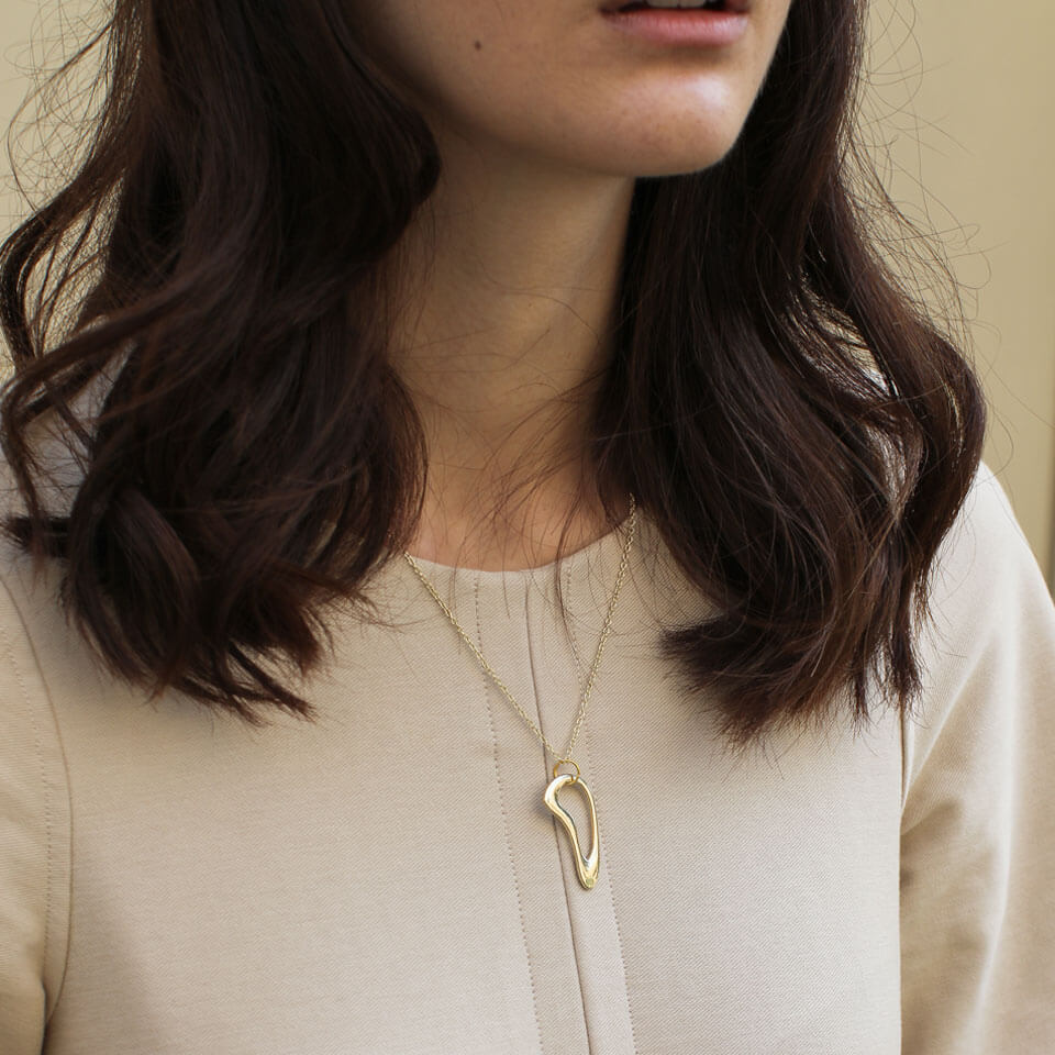 A Weathered Penny  18k Gold Plated Willow Necklace