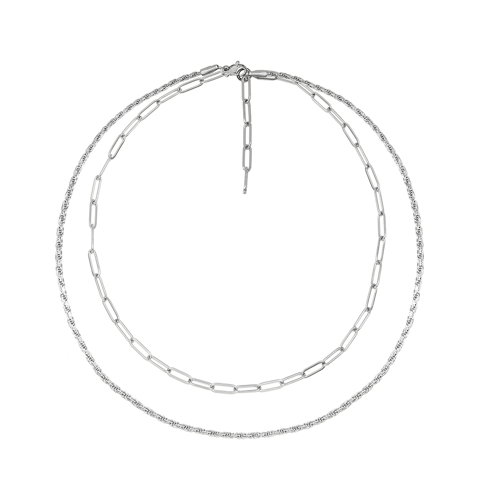 A Weathered Penny  Sliver Layered Chain Necklace